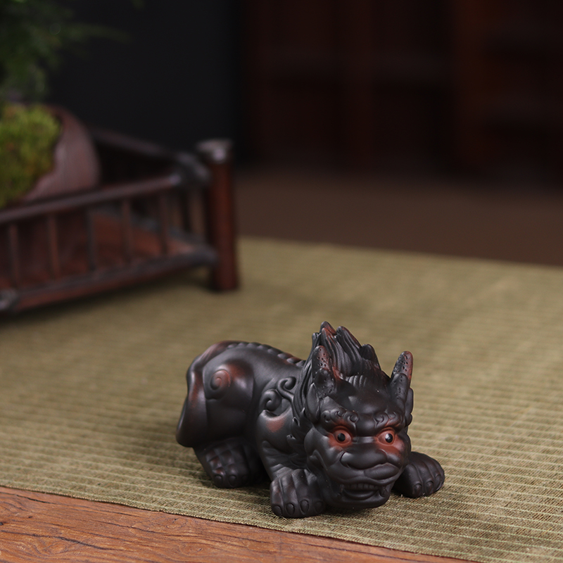 中式紫陶貔貅茶宠可养招财陶瓷家居摆件茶玩茶桌茶台装饰茶具配件