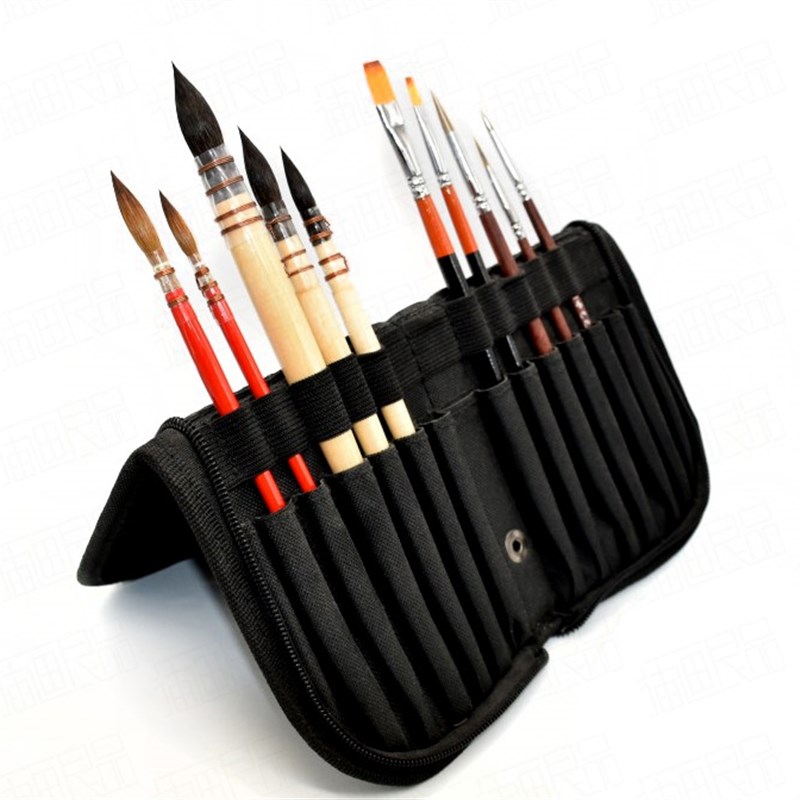包邮 专业水彩 油画 水粉画笔包 透气画笔袋 毛笔笔帘 画笔包笔袋