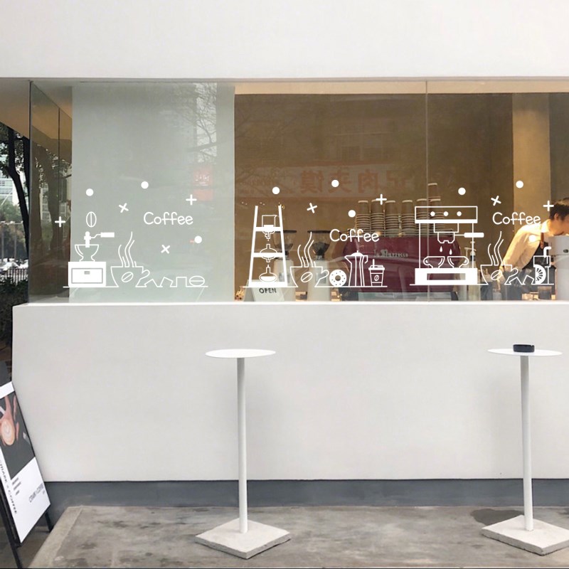 咖啡店时尚装饰创意玻璃橱窗墙贴纸画客厅餐厅墙壁纸贴玻璃背景画图片