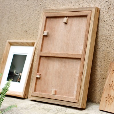 三角形原木色相框本色镜框挂墙定制挂墙支架12寸8寸免打印长方形