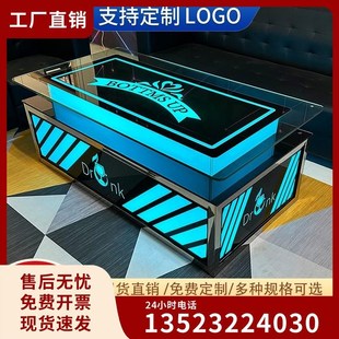 KTV玻璃茶几双层金属专用发光不锈钢岩板大理石钢化玻璃展示直销