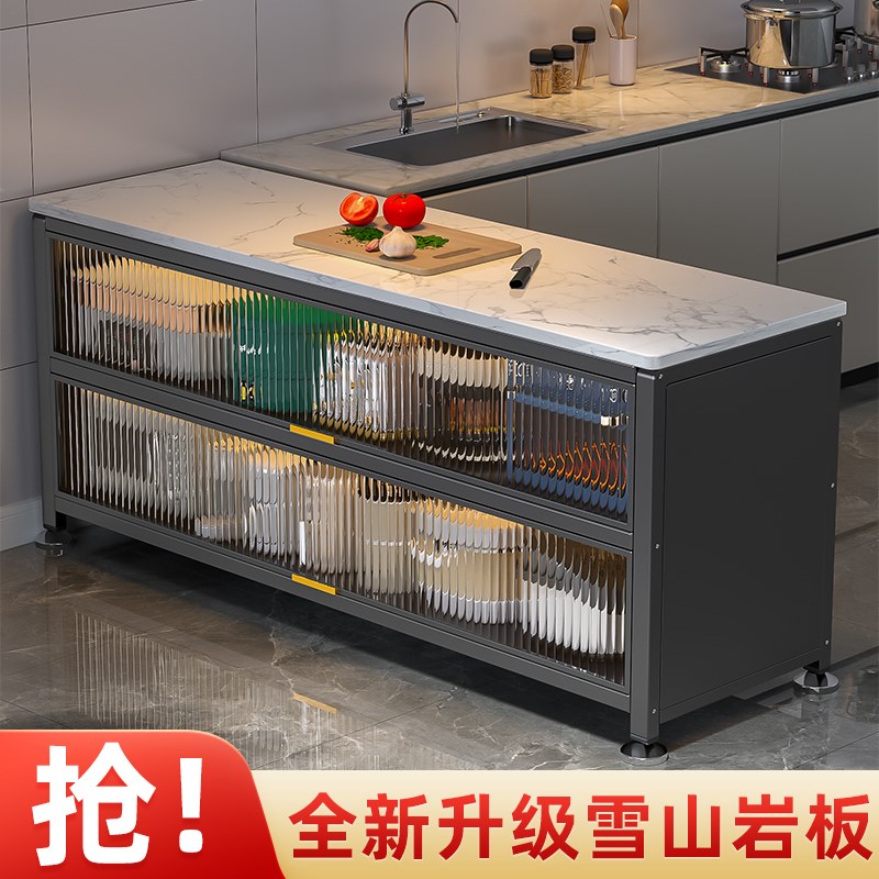 厨房置物架落地多层岩板s收纳柜多功能微波炉烤箱切菜靠墙储物?