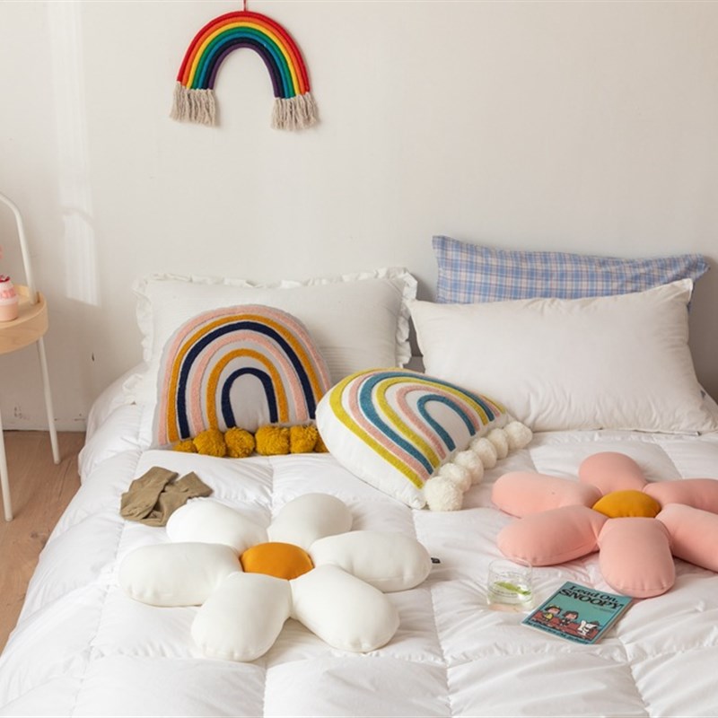 车上睡觉枕头飘窗坐垫靠背花朵睡觉夹脚抱枕可爱小雏菊汽车办公室