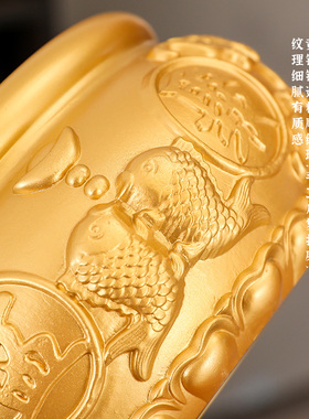 纯铜聚宝盆摆件招聚财黄铜米缸存钱罐店铺客厅家居工艺品前台礼品