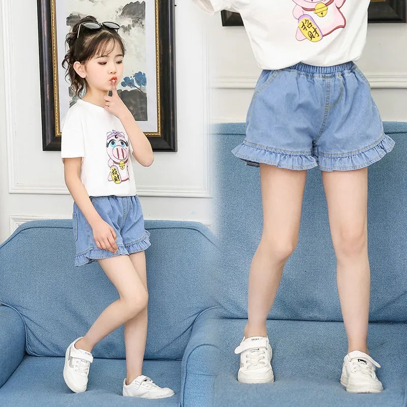 中大儿童牛仔短裤女夏薄款宝宝荷