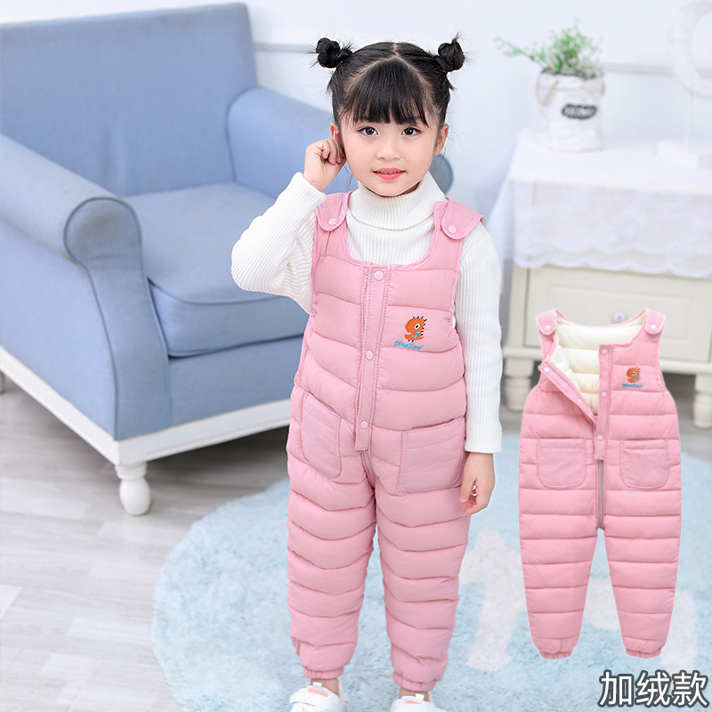 2025冬季新款儿童背带棉裤男女童