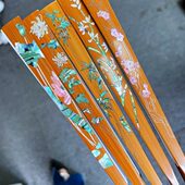 95寸16方排口2.0合青单青老玉竹扇子苏面文玩折扇螺钿镶嵌扇收藏