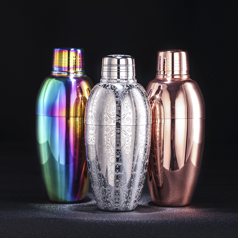 酒吧传奇 优质304不锈钢摇酒壶 调酒器 三段式古典雪克壶 500ml