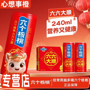 【节日礼盒】六六大顺精品型六个核桃240ml*16罐优质蛋白饮料整箱