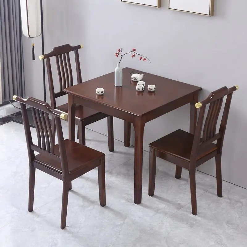 全实木餐桌小户型正方形家用现代中式小方桌休闲棋牌桌茶桌吃饭桌