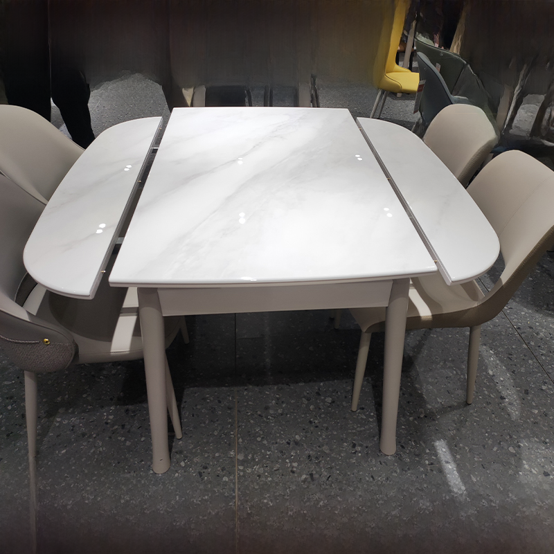 方形圆形板岩玻璃餐桌和椅子组合伸缩和抗刮擦现代简单小公寓折叠