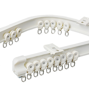 铝合金弯轨静音消音窗帘轨道可任意弯曲单双轨LU型窗浴帘杆轨道顶