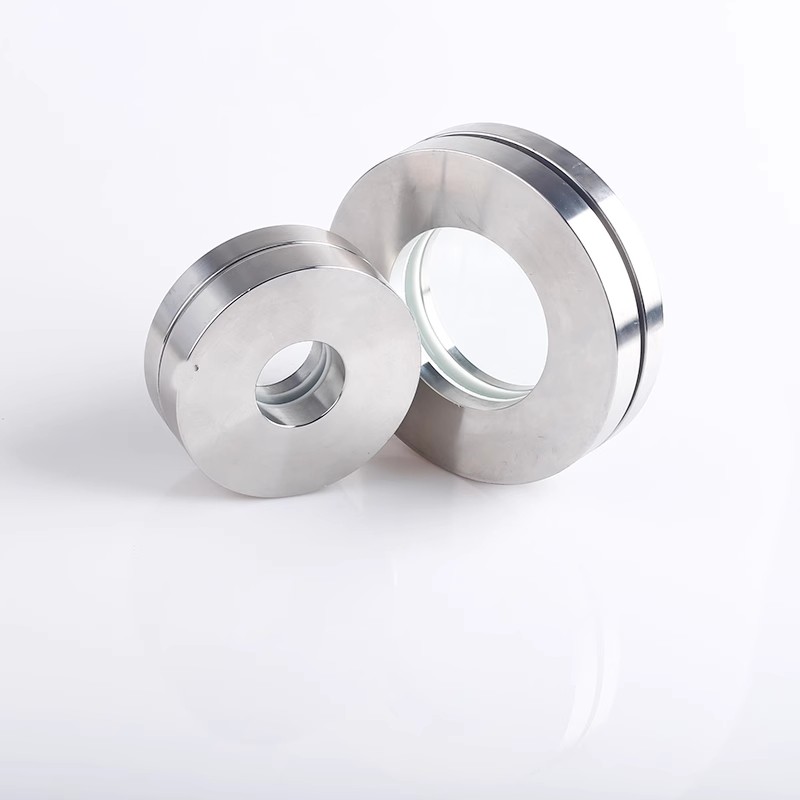 不锈钢304法兰玻璃视镜对夹式视窗JB593-64管道平板玻璃视盅DN100