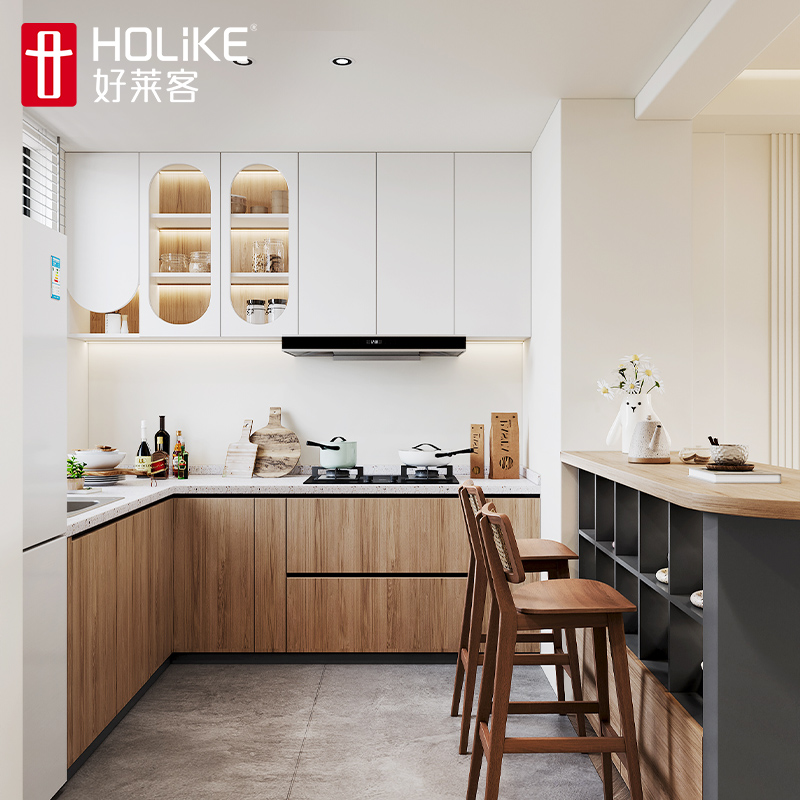 好莱客厨房厨柜整体橱柜定制家用石英石台面全屋定制一体式灶台