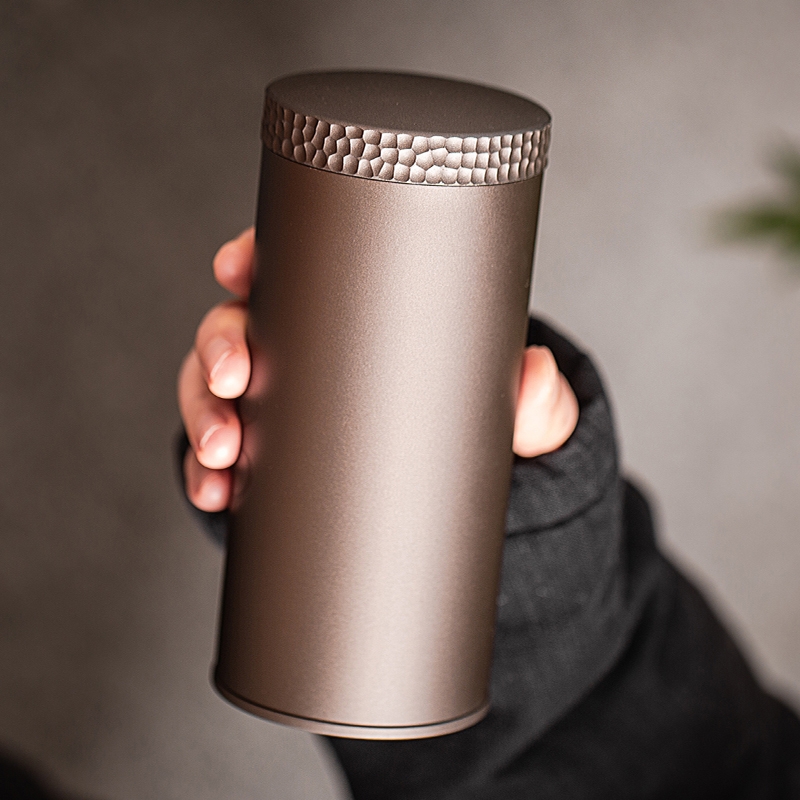 茶叶罐精品高档家用金属锤纹密封茶罐茶叶盒大小号旅行茶叶收纳盒