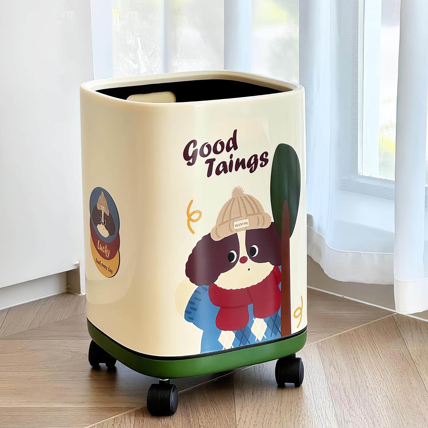 【新家的100个快递】垃圾桶家用客厅卧室厨房带盖移动滑轮高颜值