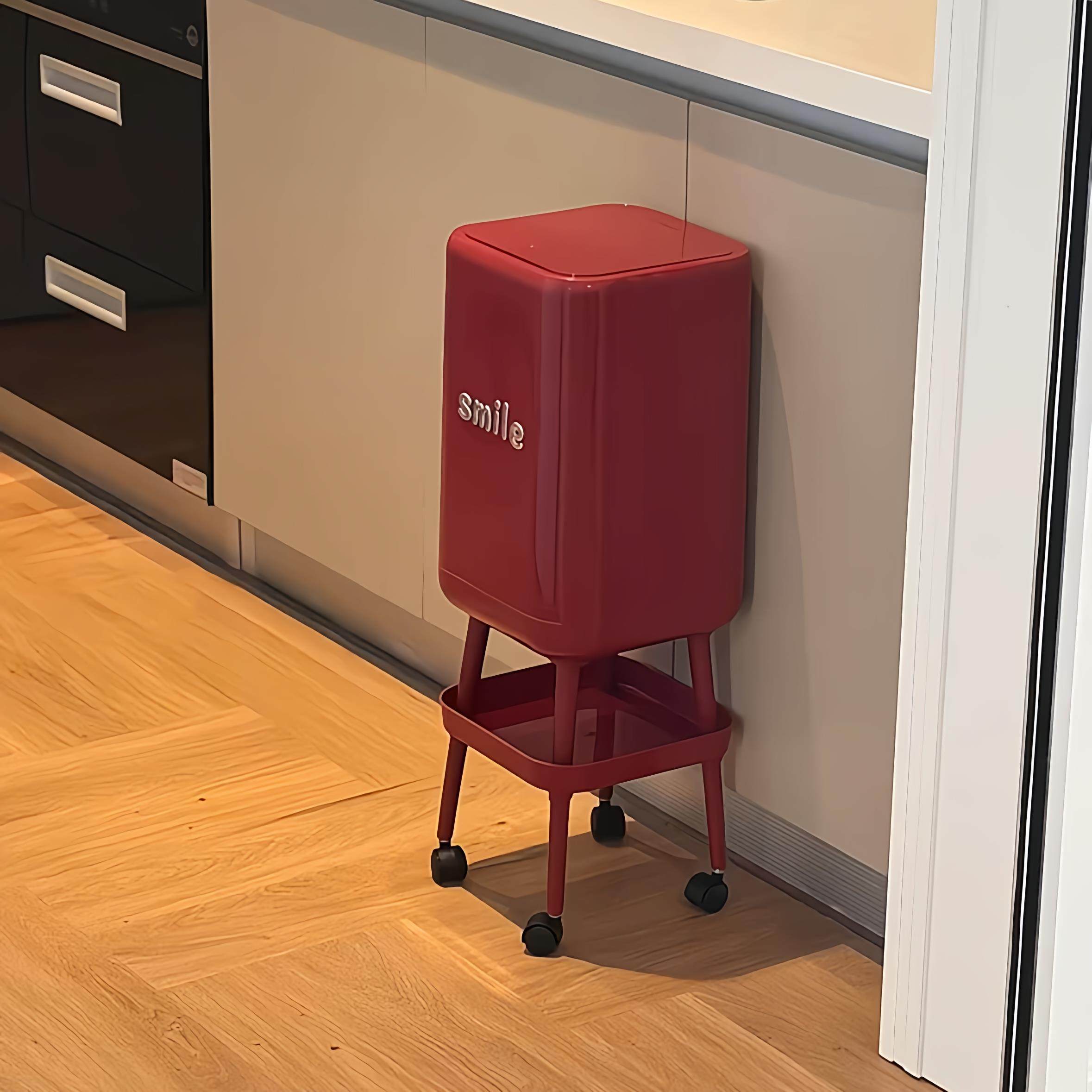 高脚垃圾桶家用厨房专用免弯腰高款卫生桶可移动大容量厨余收纳桶