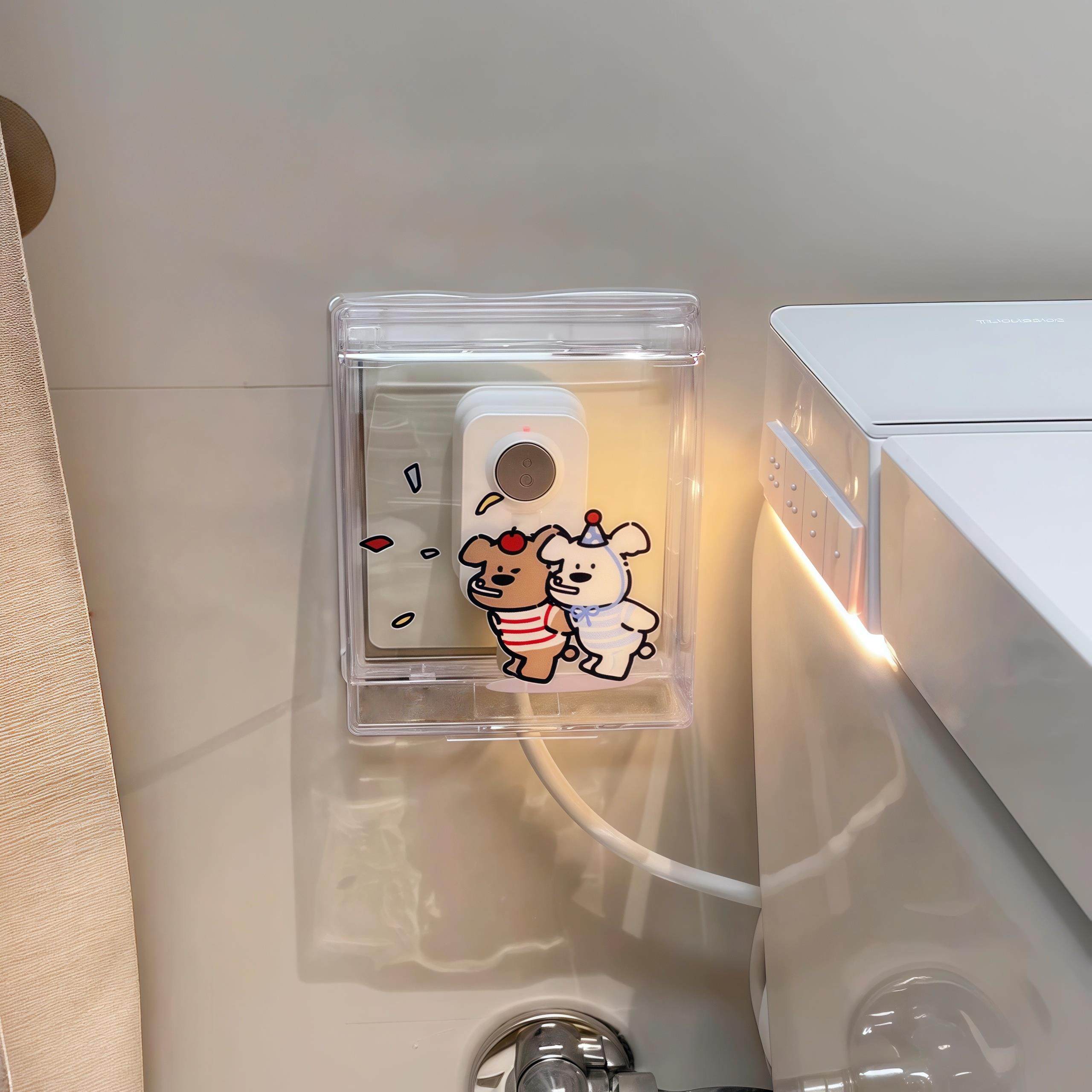 卫生间智能马桶插座防水罩挡板遮挡装饰物墙上86型开关保护套粘贴