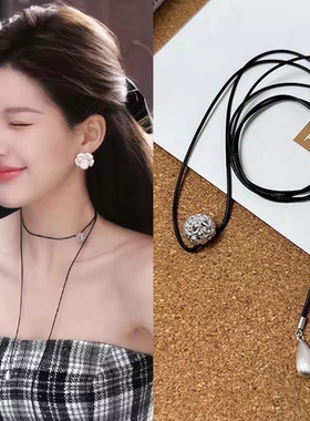 女王空间小众设计明细同款克拉球长款项链赵露思叠戴高级感毛衣链