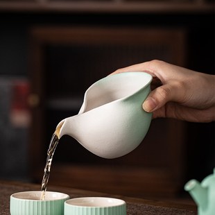 创意海螺陶瓷磨砂泡茶公道杯家用公杯分茶器茶具复古茶海茶具配件
