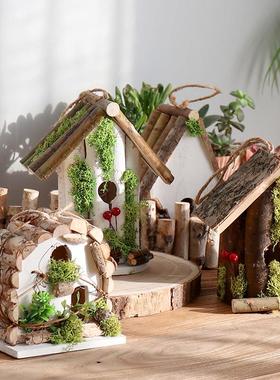 桦木鸟房子森系鸟窝鸟巢装饰挂饰摆件小鸟屋室内花园庭院造景橱窗