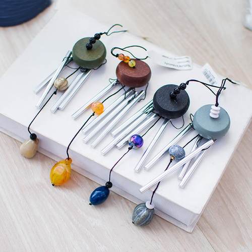 宜栖 榉木顶金属风铃 4管风铃音乐金属管风铃/MINI迷你11寸风铃