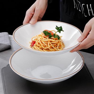 北欧金边陶瓷盘子轻奢高级感小众家用饭盘酒店菜盘特色餐具深菜盘