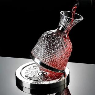 家用高档雕花不倒翁旋转酒壶 水晶玻璃红酒醒酒器葡萄酒分酒器欧式