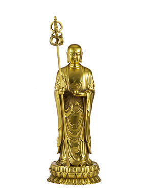 纯铜地藏王摆件客厅家居饰品佛像地藏王菩萨办公室饰品铜礼品