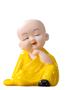 精品陶瓷小和尚人物茶宠可爱小沙弥盆景园艺鱼缸造景家居中式摆件