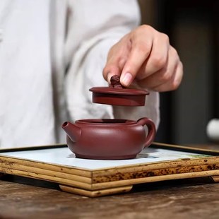 金蟾扁韵球孔紫砂壶宜兴名家黄祥纯手工原矿老紫泥功夫小品泡茶具