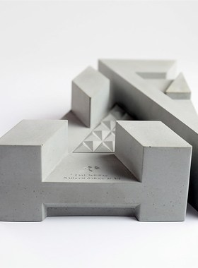 贝聿铭|美术馆东馆|水泥大师建筑模型创意混凝土客厅家居装饰摆件