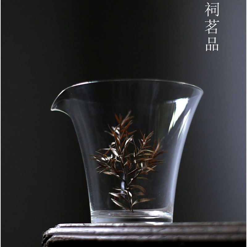 韩祠茗品归隐一蓑斗笠玻璃公道杯高透耐热分茶器简约茶具公杯