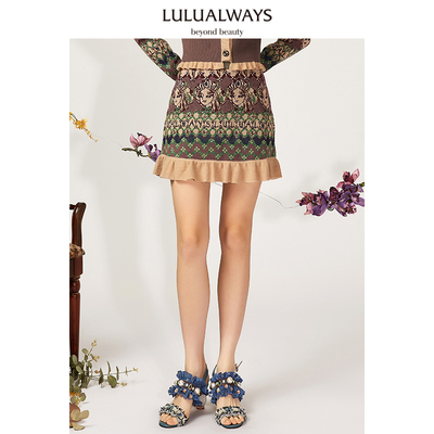 lulualways春秋新款复古风半身裙