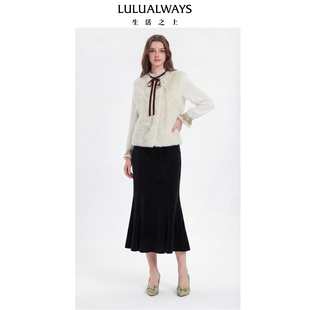 LULUALWAYS我爱露露26冬季新款简约大方温柔时尚风仿皮草毛绒马夹