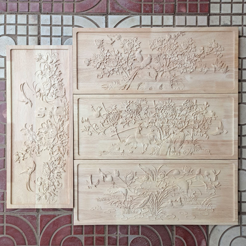 东阳木雕挂件长方形实木雕刻屏风客厅背景墙壁挂新中式玄关装饰画