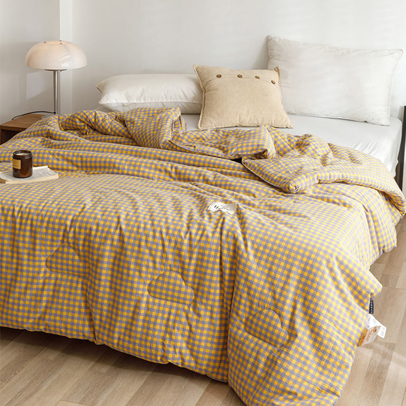 罗兰生活全棉色织水洗棉春秋被 大豆被芯单双人冬被四季通用被子