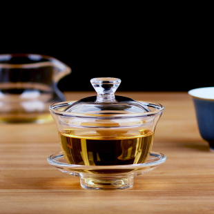 玻璃盖碗三才碗泡茶器耐热高温茶杯花茶杯茶道茶具功夫茶具水杯子