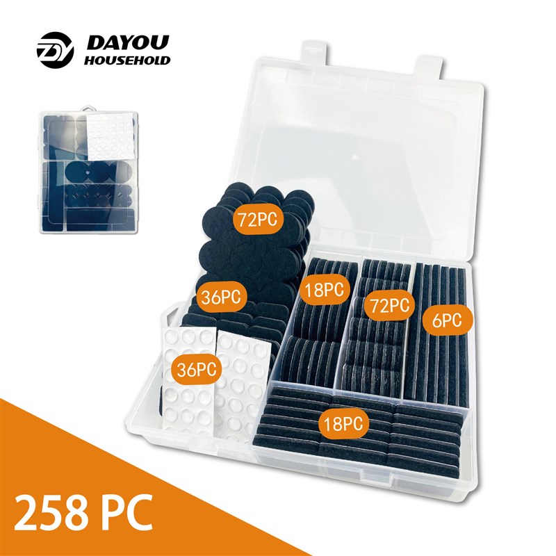 258pc椅子自粘桌脚垫地板家具椅子静音耐磨防滑桌角盒装保护垫