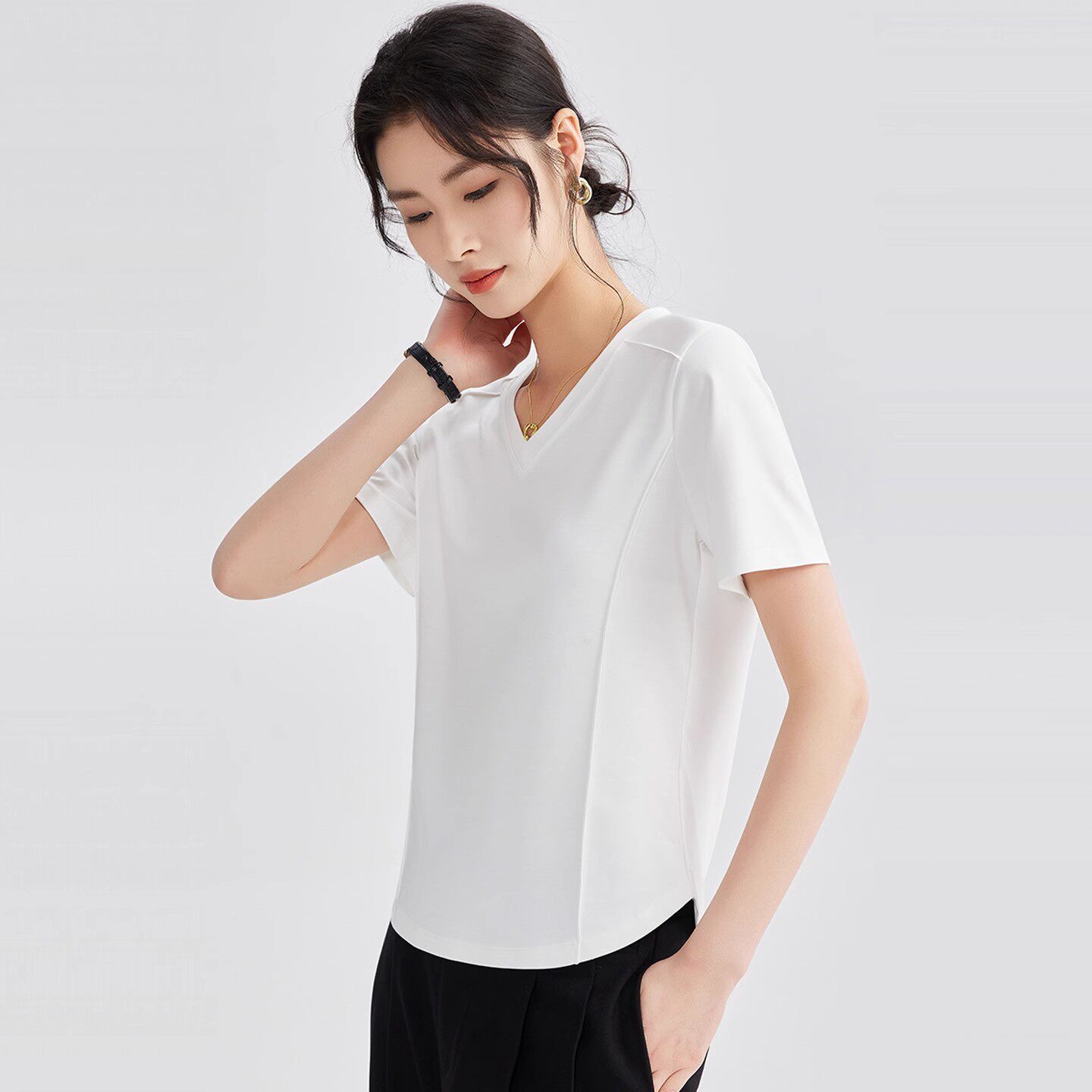 凉感冰丝短袖t恤女2026夏季新款鱼骨线显瘦速干运动休闲百搭上衣