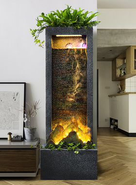 客厅水幕墙流水加湿器办公室玄关景观喷泉装饰电视柜旁边落地摆件