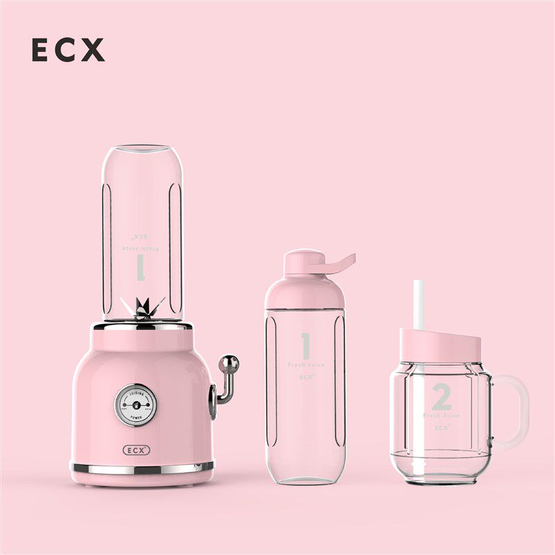 ECX复古榨汁机 水果碰碰机多功能充电果汁机家用快速搅拌机果汁杯