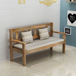 实木沙发长椅现代三人位布艺沙发小户型客厅阳台卧室休闲长椅