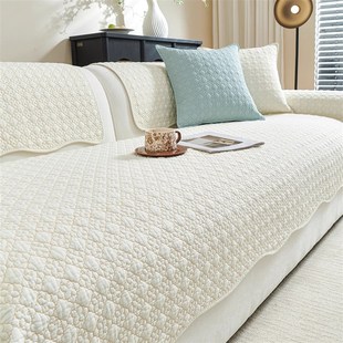 通用布艺防滑沙发套罩简约奶油风水洗棉沙发坐垫夏 全棉沙发垫四季