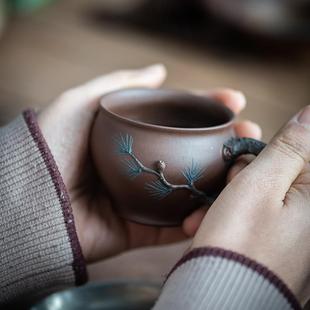 一厂拼紫泥 常青杯 高端宜兴紫砂茶杯 中式 120CC 手工 主人杯