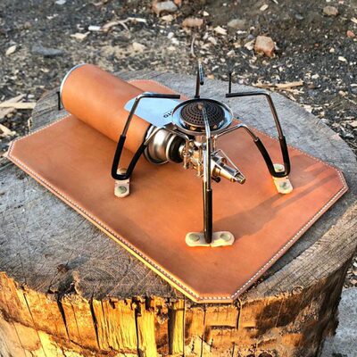 日韩野营可拆卸户外露营气炉头保护垫soto蜘蛛炉配件皮革固定垫