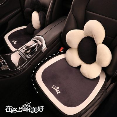 汽车坐垫冬季短毛绒保暖轻奢女神车内冬天加热单片后排座椅套座垫
