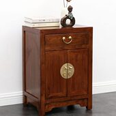 新中式 实木床头柜老榆木禅意卧室收纳柜明清仿古胡桃柜子民宿家具