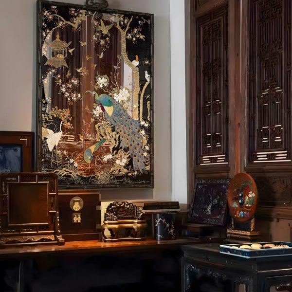 孔雀神鸟中古镜子中式画国风艺术品送礼画装饰镜书房客厅玄关挂画,家居饰品,镜面画,淘宝优惠券,粉丝福利购,淘宝优惠卷