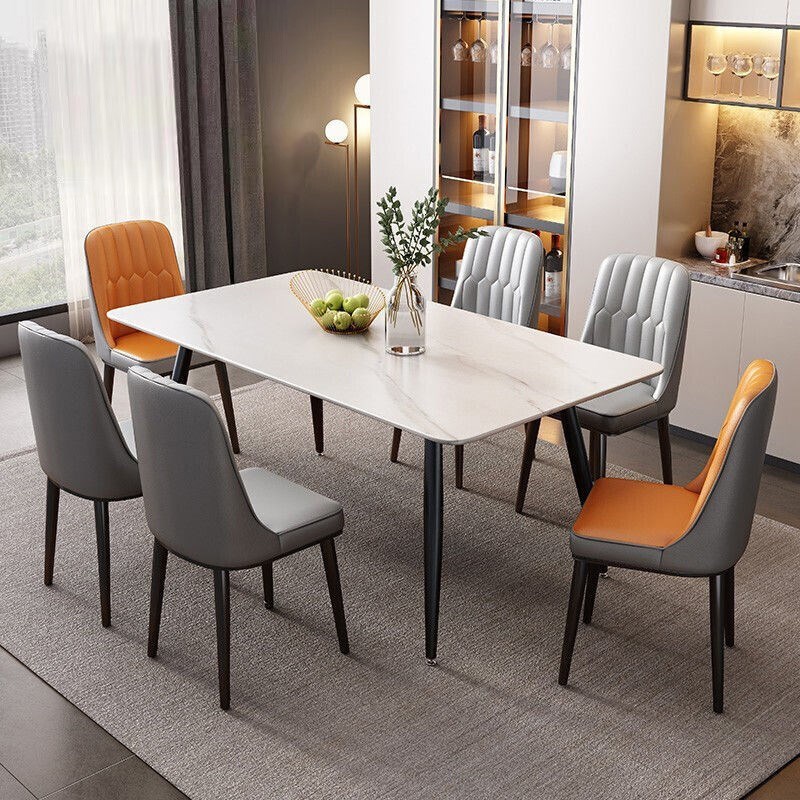 岩板餐桌小户型家用现代r简约轻奢饭桌子客厅长方形餐厅餐桌椅组